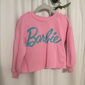 Barbie Toddler Girl 3T Pink Sweatshirt with Teal Glitter Logo